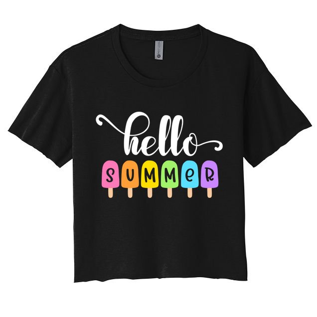 Hello Summer Popsicles Cute Pastel Graphic Design Cute Gift Crop Top