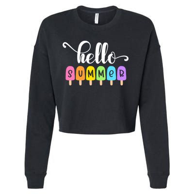 Hello Summer Popsicles Cute Pastel Graphic Design Cute Gift Cropped Pullover Crew