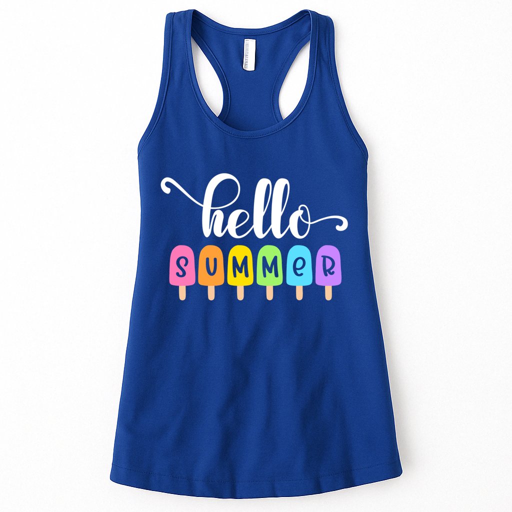 Hello Summer Popsicles Cute Pastel Graphic Design Cute Gift Womens Tank Top