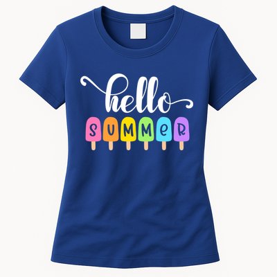 Hello Summer Popsicles Cute Pastel Graphic Design Cute Gift Womens T-Shirt