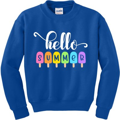 Hello Summer Popsicles Cute Pastel Graphic Design Cute Gift Kids Sweatshirt