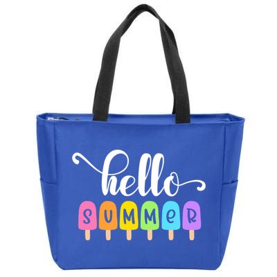 Hello Summer Popsicles Cute Pastel Graphic Design Cute Gift Zip Tote Bag