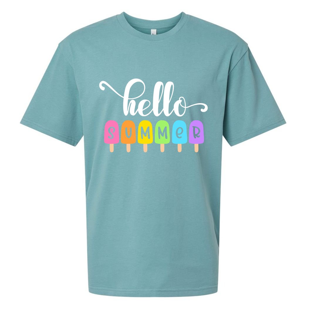 Hello Summer Popsicles Cute Pastel Graphic Design Cute Gift Sueded Cloud Jersey T-Shirt