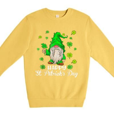 Happy St Patrick's Day Cute Gnome Tie Dye Shamrock Clover Premium Crewneck Sweatshirt