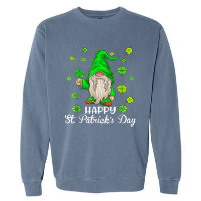 Happy St Patrick's Day Cute Gnome Tie Dye Shamrock Clover Garment-Dyed Sweatshirt