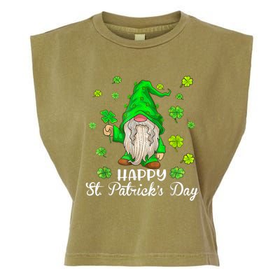 Happy St Patrick's Day Cute Gnome Tie Dye Shamrock Clover Garment-Dyed Women's Muscle Tee