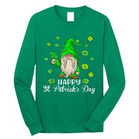 Happy St Patrick's Day Cute Gnome Tie Dye Shamrock Clover Long Sleeve Shirt