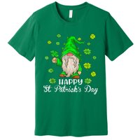 Happy St Patrick's Day Cute Gnome Tie Dye Shamrock Clover Premium T-Shirt