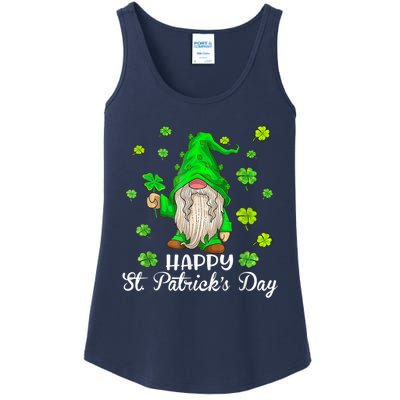 Happy St Patrick's Day Cute Gnome Tie Dye Shamrock Clover Ladies Essential Tank