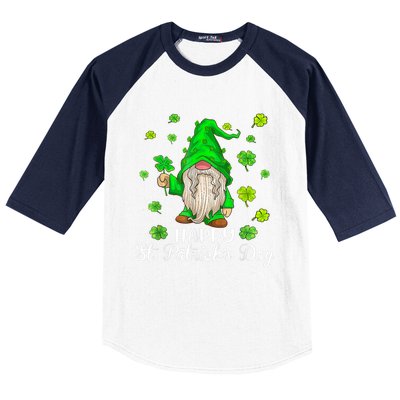 Happy St Patrick's Day Cute Gnome Tie Dye Shamrock Clover Baseball Sleeve Shirt