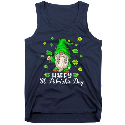 Happy St Patrick's Day Cute Gnome Tie Dye Shamrock Clover Tank Top