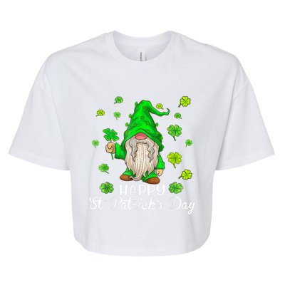 Happy St Patrick's Day Cute Gnome Tie Dye Shamrock Clover Bella+Canvas Jersey Crop Tee