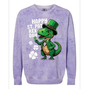 Happy St Pat T-Rex St Patricks Day Dinosaur Leprechaun Funny Colorblast Crewneck Sweatshirt