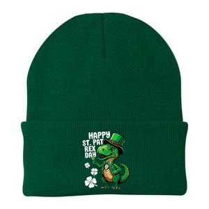 Happy St Pat T-Rex St Patricks Day Dinosaur Leprechaun Funny Knit Cap Winter Beanie