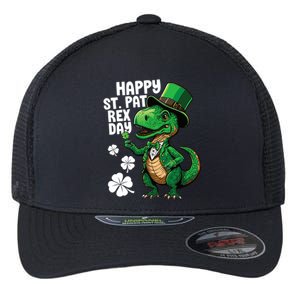 Happy St Pat T-Rex St Patricks Day Dinosaur Leprechaun Funny Flexfit Unipanel Trucker Cap