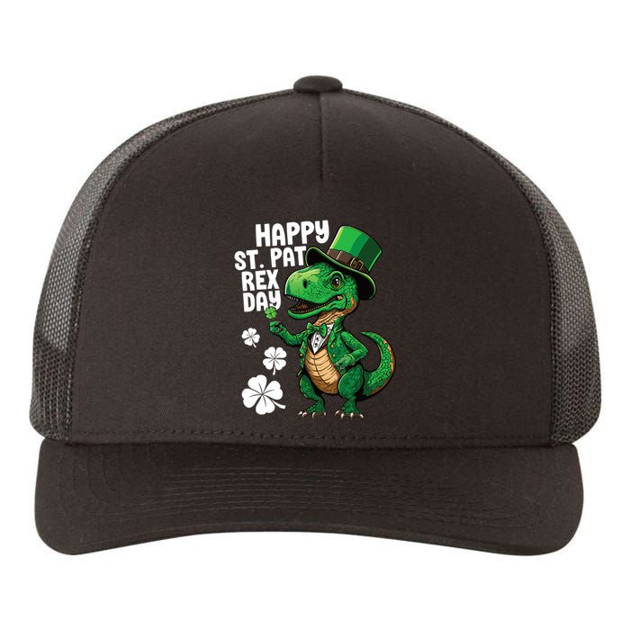 Happy St Pat T-Rex St Patricks Day Dinosaur Leprechaun Funny Yupoong Adult 5-Panel Trucker Hat