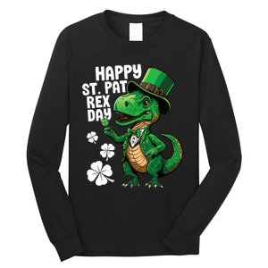 Happy St Pat T-Rex St Patricks Day Dinosaur Leprechaun Funny Long Sleeve Shirt