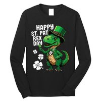 Happy St Pat T-Rex St Patricks Day Dinosaur Leprechaun Funny Long Sleeve Shirt