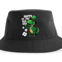 Happy St Pat T-Rex St Patricks Day Dinosaur Leprechaun Funny Sustainable Bucket Hat