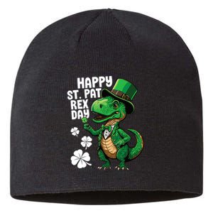 Happy St Pat T-Rex St Patricks Day Dinosaur Leprechaun Funny Sustainable Beanie