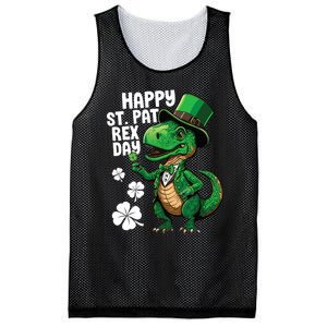 Happy St Pat T-Rex St Patricks Day Dinosaur Leprechaun Funny Mesh Reversible Basketball Jersey Tank