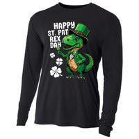 Happy St Pat T-Rex St Patricks Day Dinosaur Leprechaun Funny Cooling Performance Long Sleeve Crew