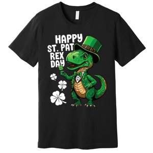 Happy St Pat T-Rex St Patricks Day Dinosaur Leprechaun Funny Premium T-Shirt