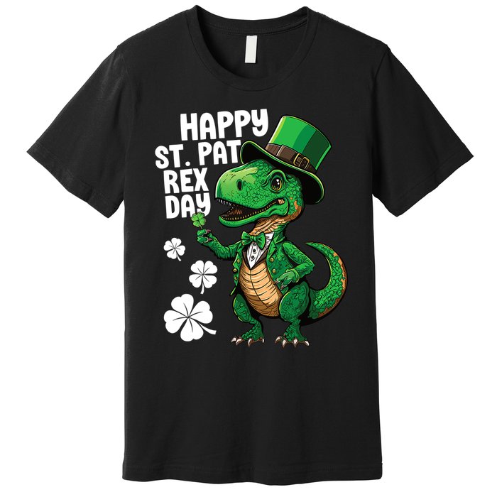 Happy St Pat T-Rex St Patricks Day Dinosaur Leprechaun Funny Premium T-Shirt