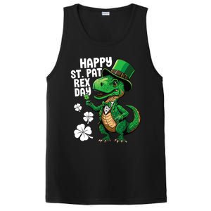 Happy St Pat T-Rex St Patricks Day Dinosaur Leprechaun Funny PosiCharge Competitor Tank