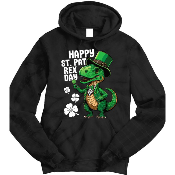 Happy St Pat T-Rex St Patricks Day Dinosaur Leprechaun Funny Tie Dye Hoodie