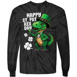 Happy St Pat T-Rex St Patricks Day Dinosaur Leprechaun Funny Tie-Dye Long Sleeve Shirt