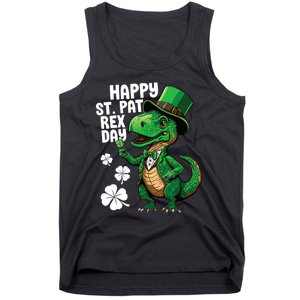 Happy St Pat T-Rex St Patricks Day Dinosaur Leprechaun Funny Tank Top