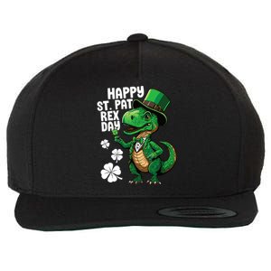 Happy St Pat T-Rex St Patricks Day Dinosaur Leprechaun Funny Wool Snapback Cap