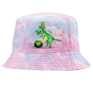 Happy St Pat Rex Day St Patrick's Day Dinosaur Gift Tie-Dyed Bucket Hat