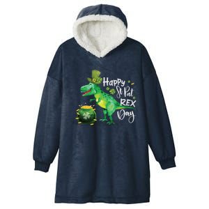 Happy St Pat Rex Day St Patrick's Day Dinosaur Gift Hooded Wearable Blanket