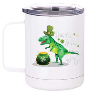 Happy St Pat Rex Day St Patrick's Day Dinosaur Gift 12 oz Stainless Steel Tumbler Cup