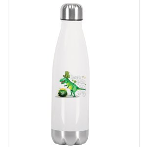 Happy St Pat Rex Day St Patrick's Day Dinosaur Gift Stainless Steel Insulated Water Bottle