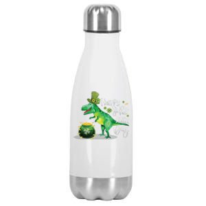 Happy St Pat Rex Day St Patrick's Day Dinosaur Gift Stainless Steel Insulated Water Bottle