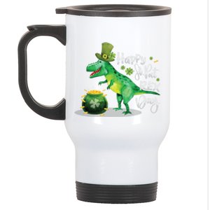 Happy St Pat Rex Day St Patrick's Day Dinosaur Gift Stainless Steel Travel Mug