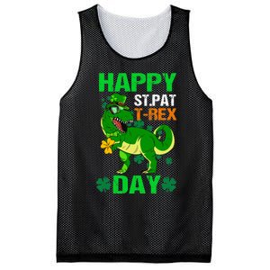 Happy St Pat Trex Day Funny Dinosaur Shamrock Patrick's Day Mesh Reversible Basketball Jersey Tank