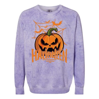 Halloween Spooky Pumpkin Colorblast Crewneck Sweatshirt