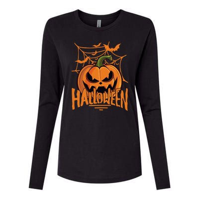 Halloween Spooky Pumpkin Womens Cotton Relaxed Long Sleeve T-Shirt