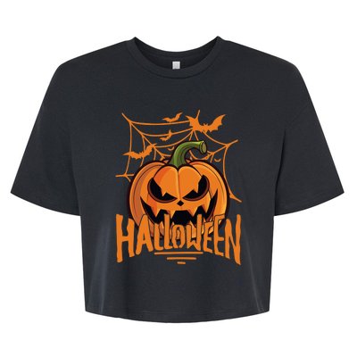 Halloween Spooky Pumpkin Bella+Canvas Jersey Crop Tee