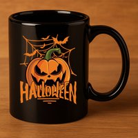 Halloween Spooky Pumpkin 11oz C Handle Ceramic Mug