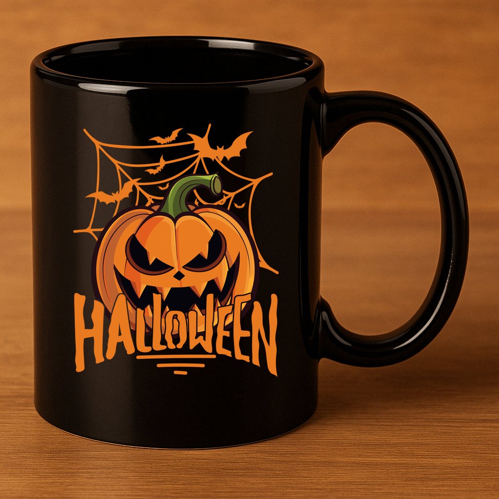 Halloween Spooky Pumpkin 11oz C Handle Ceramic Mug