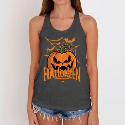 Halloween Spooky Pumpkin Women's Knotted Racerback Tank