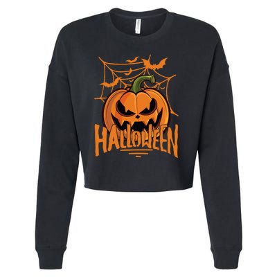 Halloween Spooky Pumpkin Cropped Pullover Crew