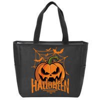 Halloween Spooky Pumpkin Zip Tote Bag