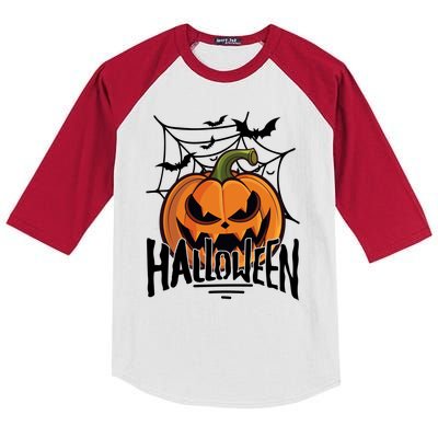 Halloween Spooky Pumpkin Kids Colorblock Raglan Jersey