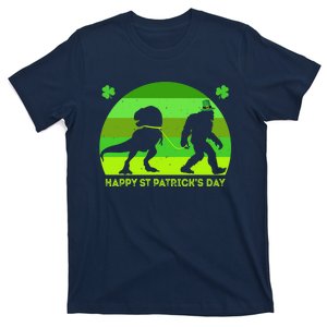 Happy St PaT-Rex Dinosaur Saint Patrick's Day Bigfoot sunset T-Shirt